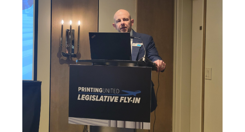 Dave Leskusky, president of PRINTING United Alliance, welcomes attendees to the event.